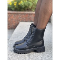 Зимние высокие ботинки женские черные на меху