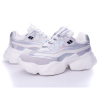 Модные кроссовки Violeta женские белые с серебристым, 36-41р.